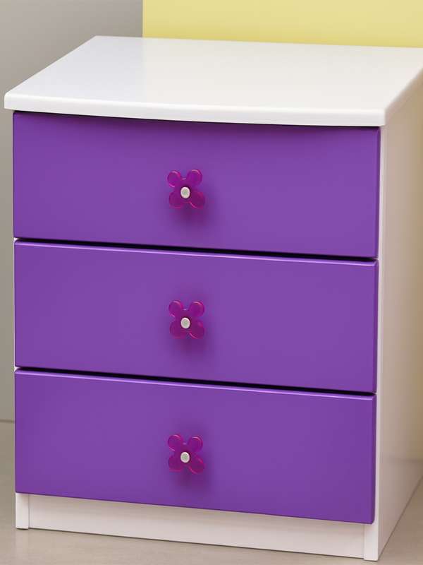 Κομοδίνο Μώβ MDF Λάκα 16mm Με 3 Συρτάρια 51*45*45cm 